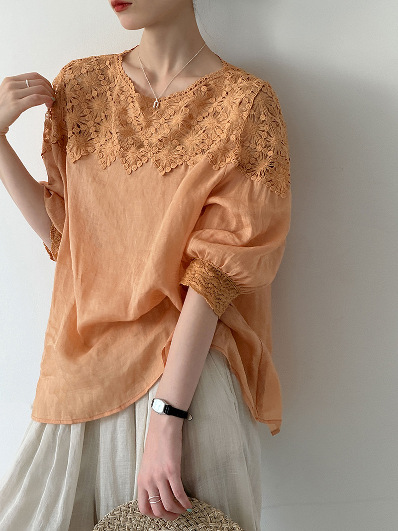 Women'S Fashion For Summer 2026 - 2026 여성 여름 100% 린넨 블라우스