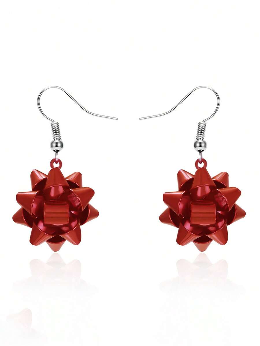 Women'S Fashion Earrings - 1쌍의 세련된 맞춤형 레드 메탈 디자인