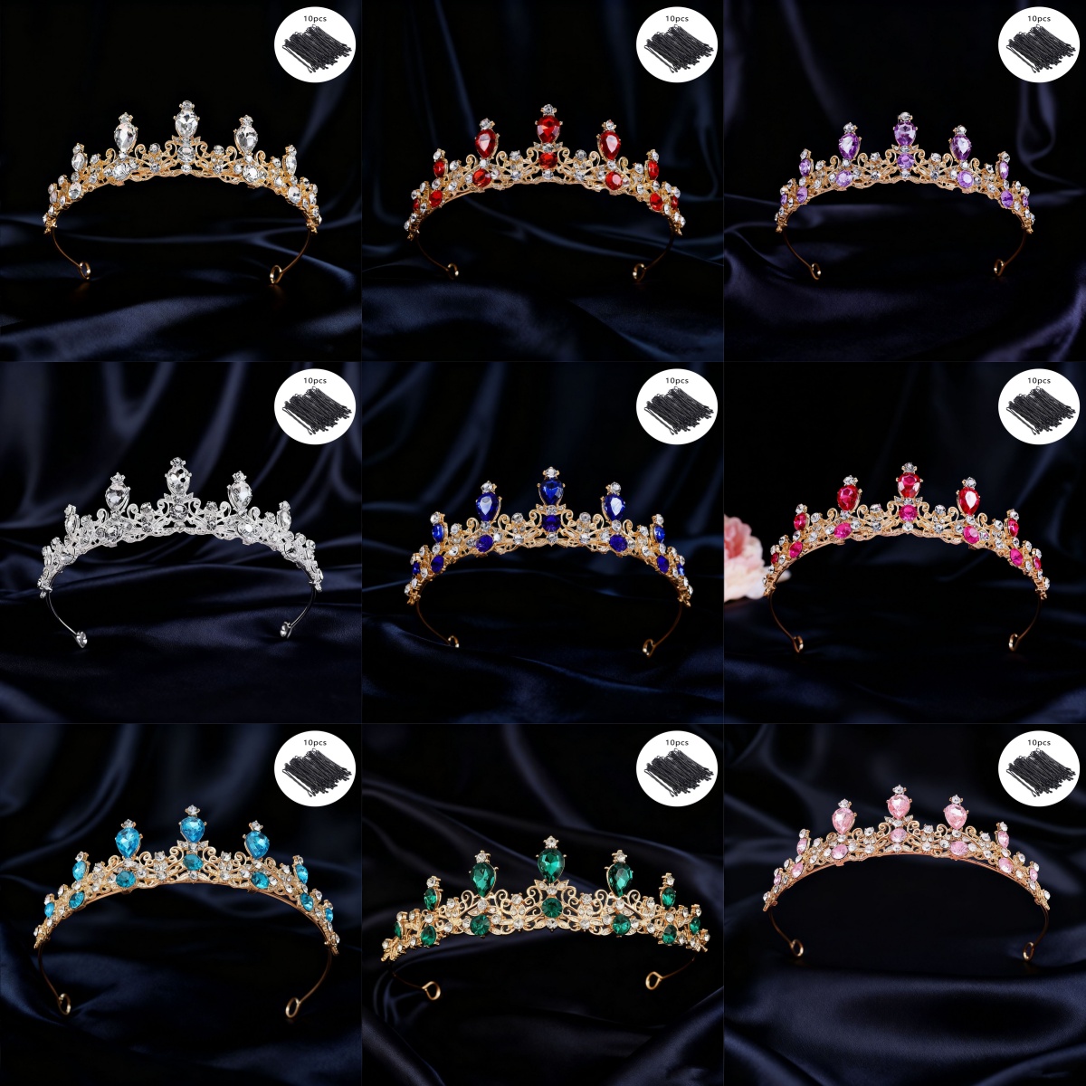 Women Queen Fashion - 브라이덜 티아라 빈티지 스크롤 라인스톤 퀸