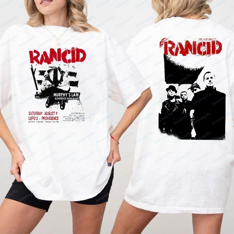 Women'S Fashion Edgy - Rancid 양면 프린트 티셔츠 반항적인 펑크