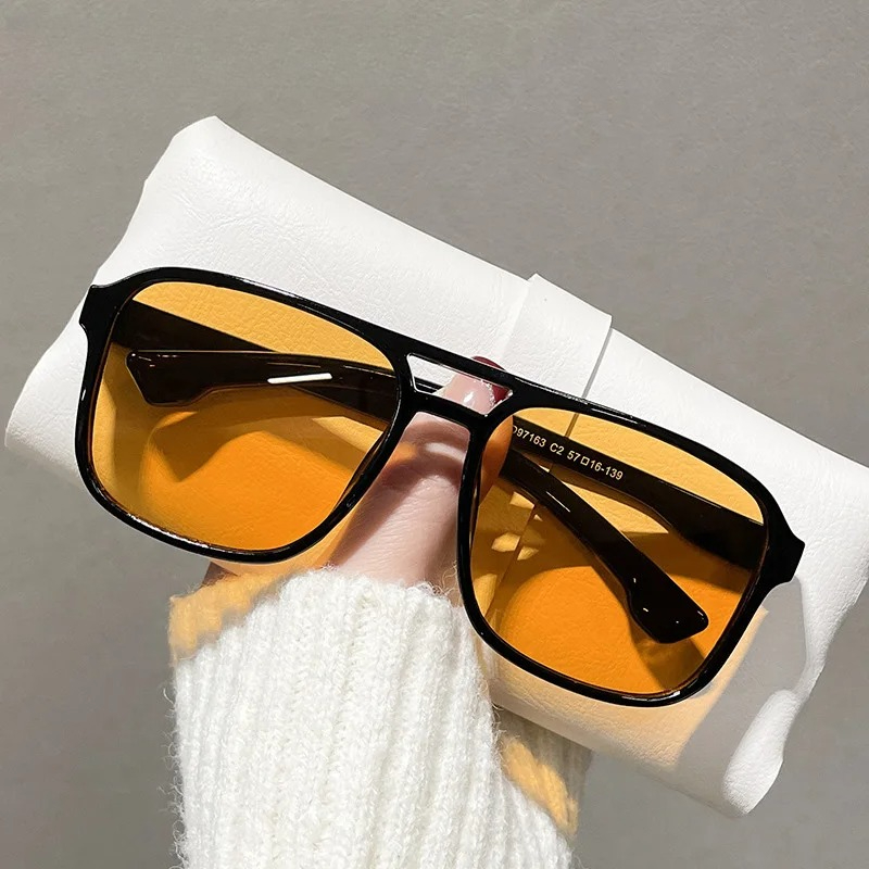 Women Fashion Glasses - 스퀘어 더블 브리지 선글라스 여성 레트로