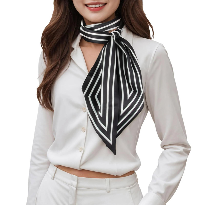 Women Fashion Necktie - 패션 줄무늬 머리 리본 스카프 여성