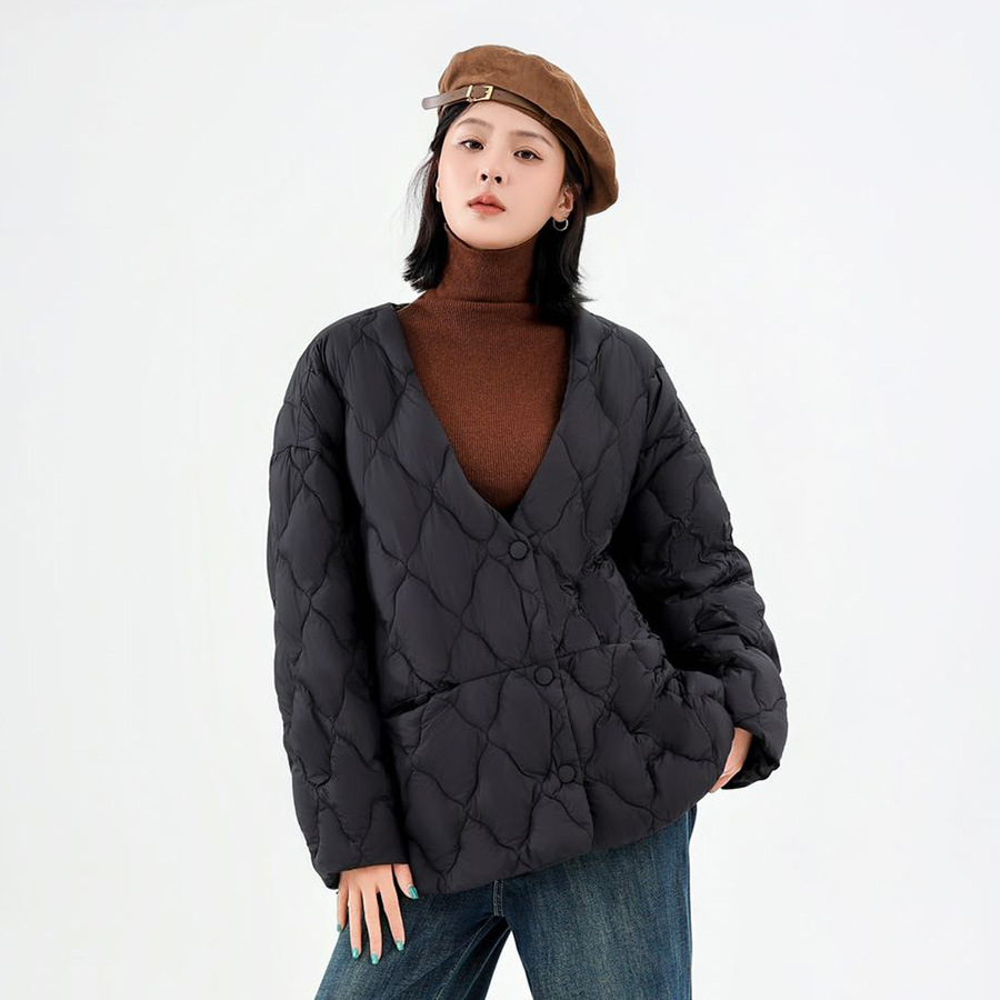 Women'S Fashion Quilted Jacket - 겨울용 가벼운 따뜻한 싱글 브레스트 재킷