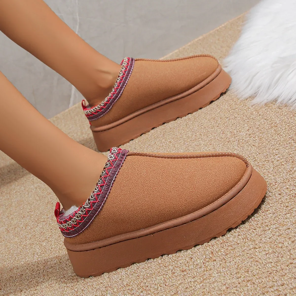 Women'S Fashion Ugg Boots - 여성용 발목 플랫 플랫폼 스노우 부츠,