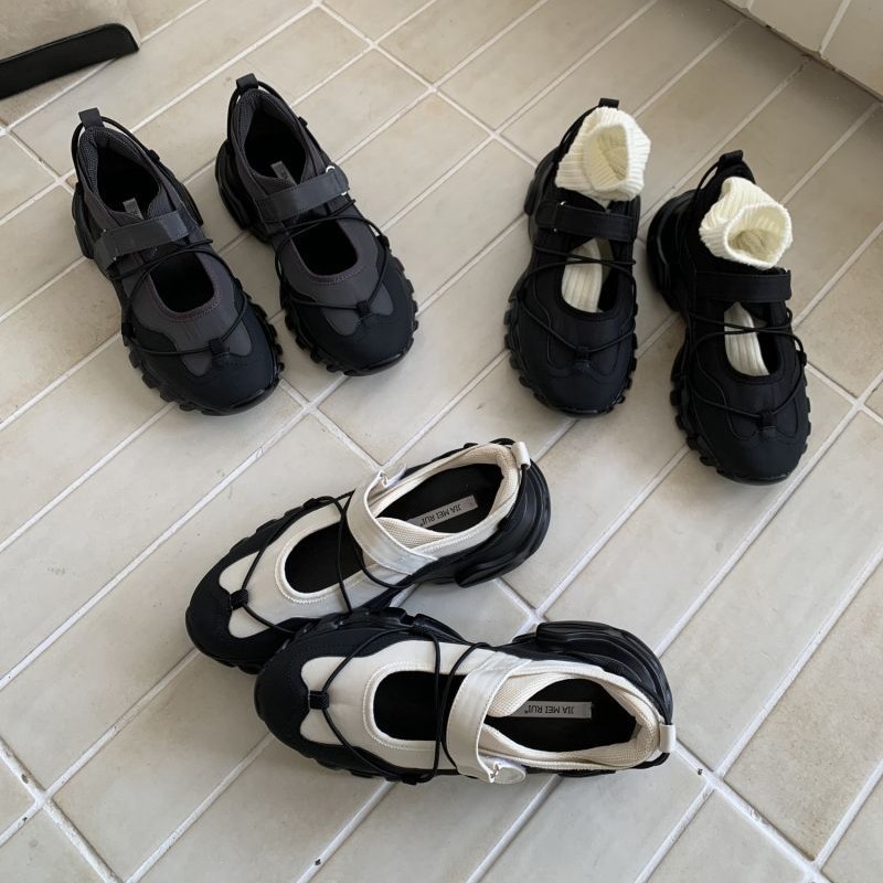 Women'S Fashion Velcro Sneakers - 여성용 스포티한 청키 플랫폼 메리 제인