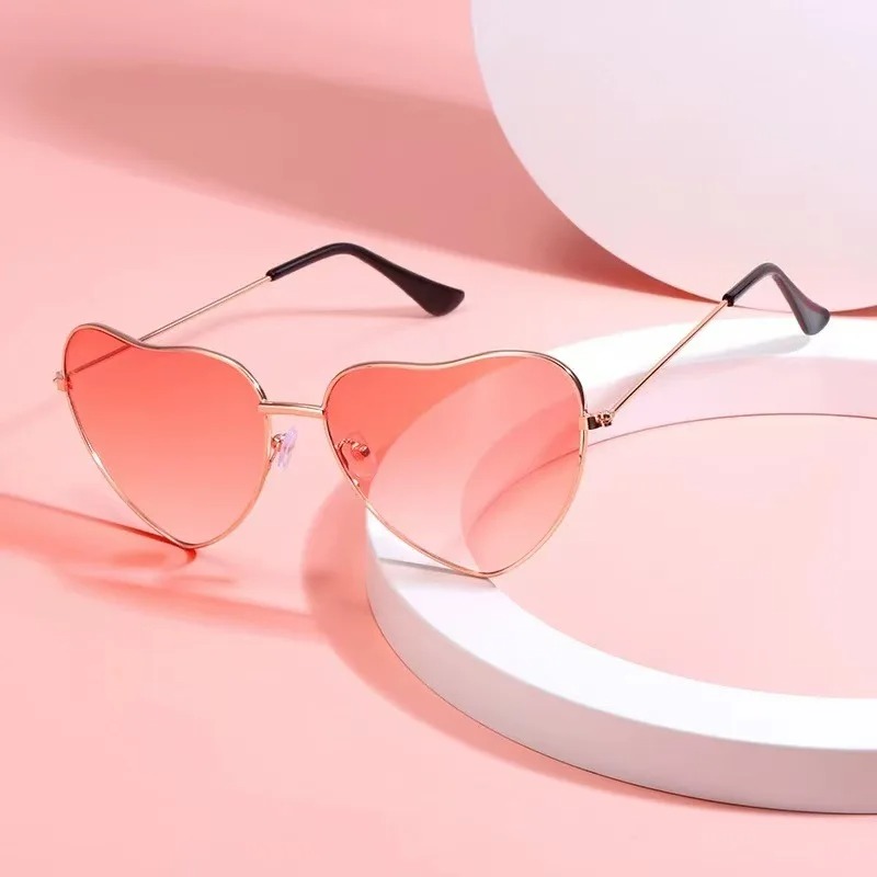 Women Fashion Glasses - 패션 하트 모양의 금속 선글라스 빈티지