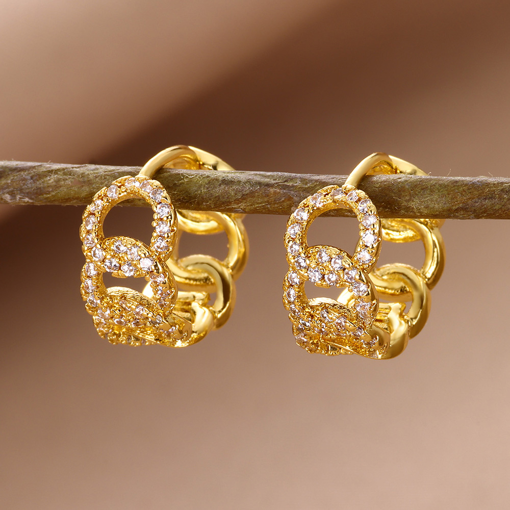 Women'S Fashion Earrings - 여성용 럭셔리 지르콘 쿠바 체인 귀걸이,