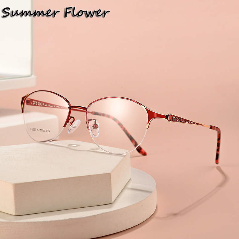 Women'S Fashion Glasses With Clear Lenses - 여성 타원형 안경 합금 광학 프레임