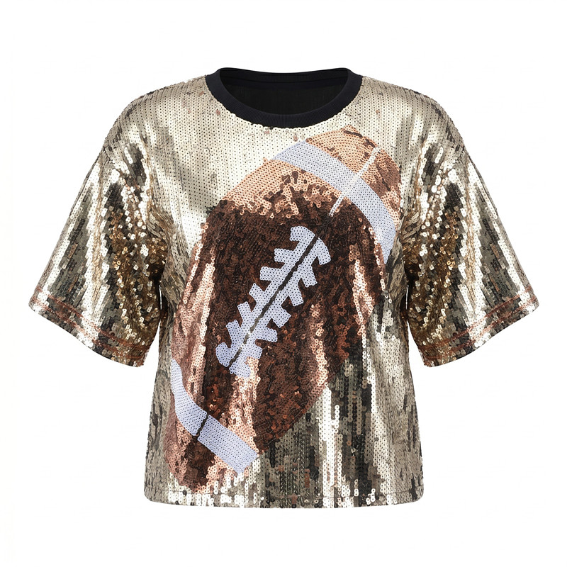 Women'S Fashion Rugby Top - 여름 신상 패션 럭비 프린트 스팽글