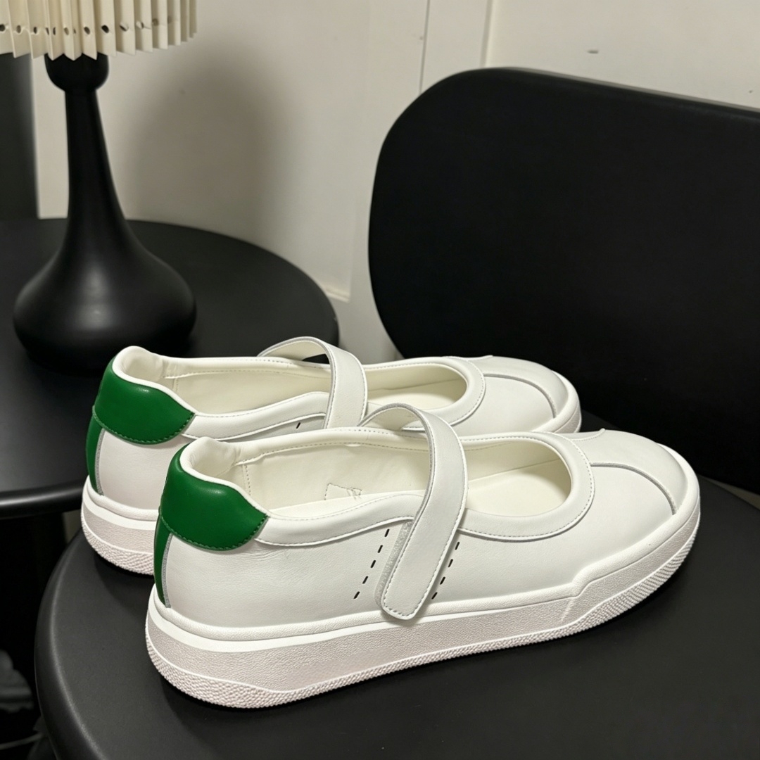 Women'S Fashion Velcro Sneakers - 럭셔리 여성 신발 수제 화이트 발레