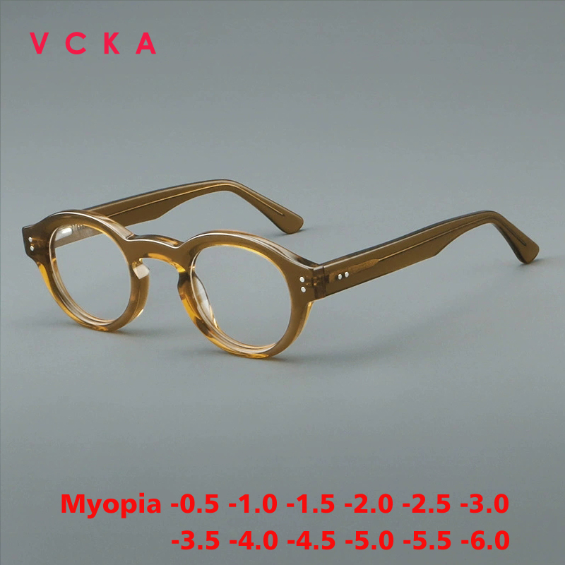 Women'S Fashion Glasses With Clear Lenses - VCKA 패션 아세테이트 라운드 근시 안경