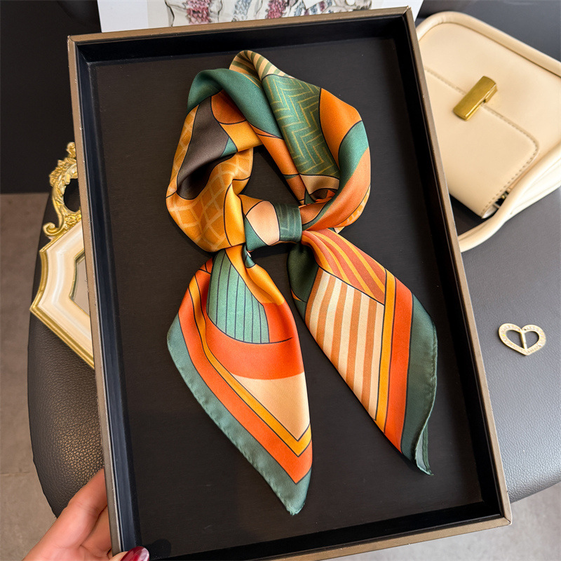 Women Fashion Necktie - 2026 신상 기하학 프린트 실크 스카프