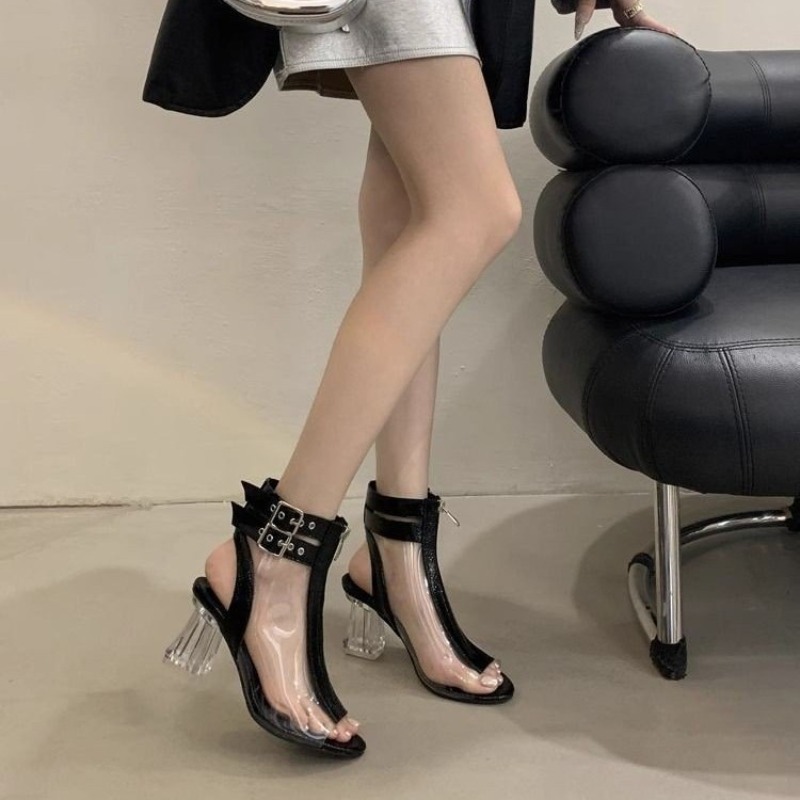 Women'S Fashion Belts - 크리스탈 힐 지퍼 샌들 여름 신상