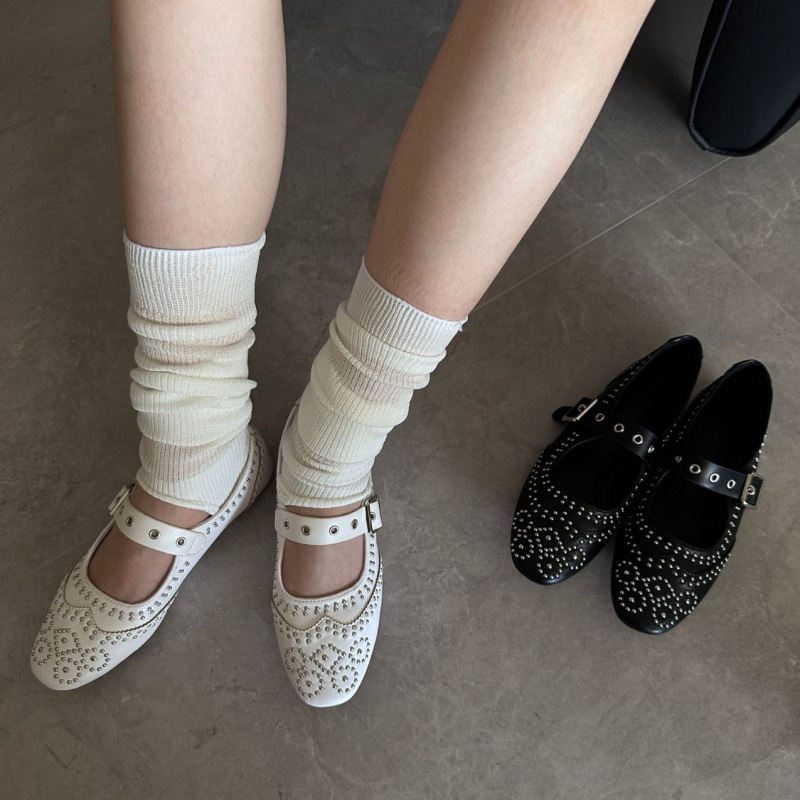 레트로 리벳 버클 디자인 플랫 여성 라운드 발가락 얕은 - Women Fashion Designer 리뷰 및 가격