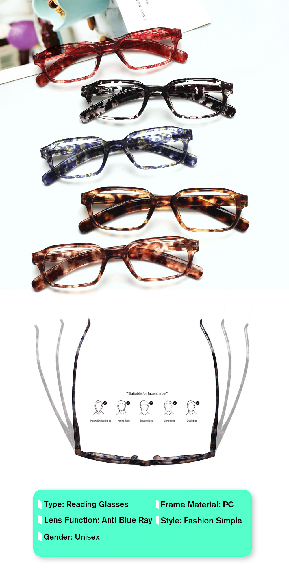 여성 독서 ​​안경 유행 직사각형 프레임 스프링 힌지  - Women'S Fashion Glasses With Clear Lenses 리뷰 및 가격