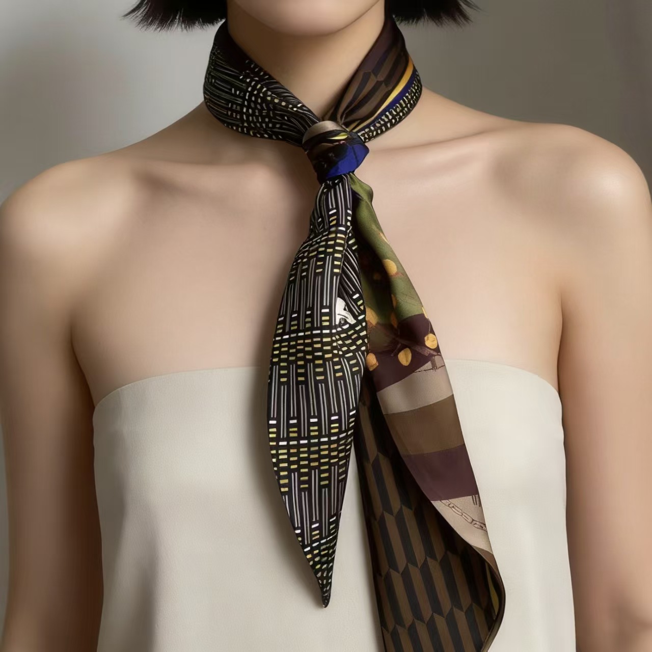 럭셔리 프린트 롱 헤어 리본 베벨 실크 스카프 여성 넥 - Women Fashion Necktie 리뷰 및 가격