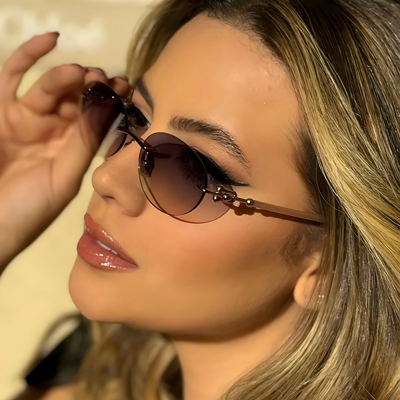 새로운 금속 프레임리스 타원형 여성 선글라스 럭셔리 브 - Women Fashion Glasses 리뷰 및 가격