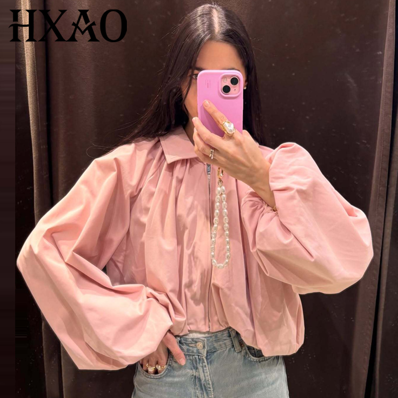 HXAO 여성용 루즈 핑크 크롭 재킷 2026년 봄 우 - Women'S Fashion Quarter Zip 리뷰 및 가격