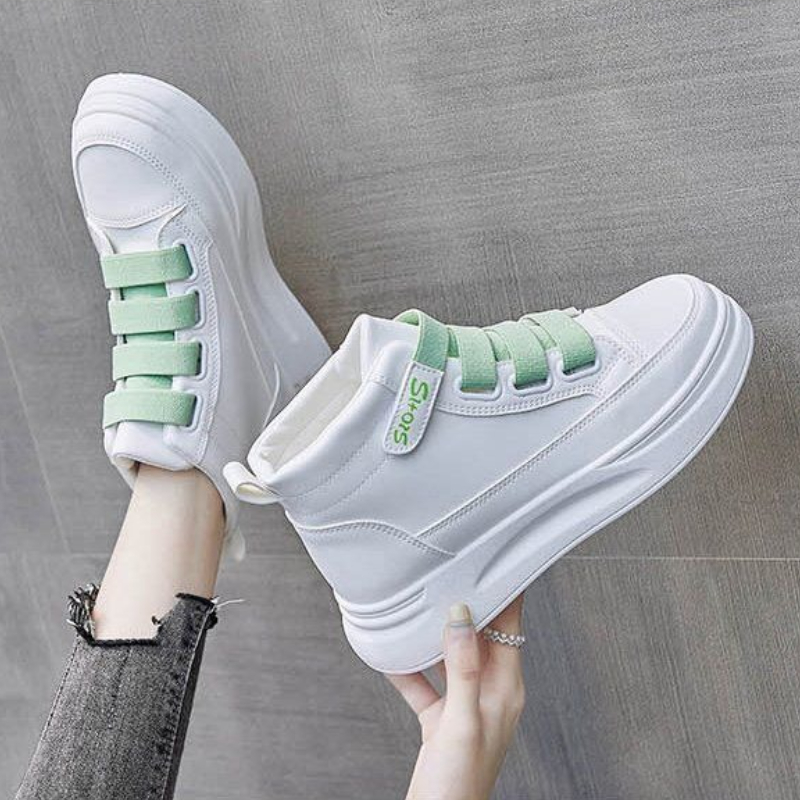 여성을위한 다목적 흰색 하이 탑 스니커즈 가을 매직 벨 - Women'S Fashion Velcro Sneakers 리뷰 및 가격