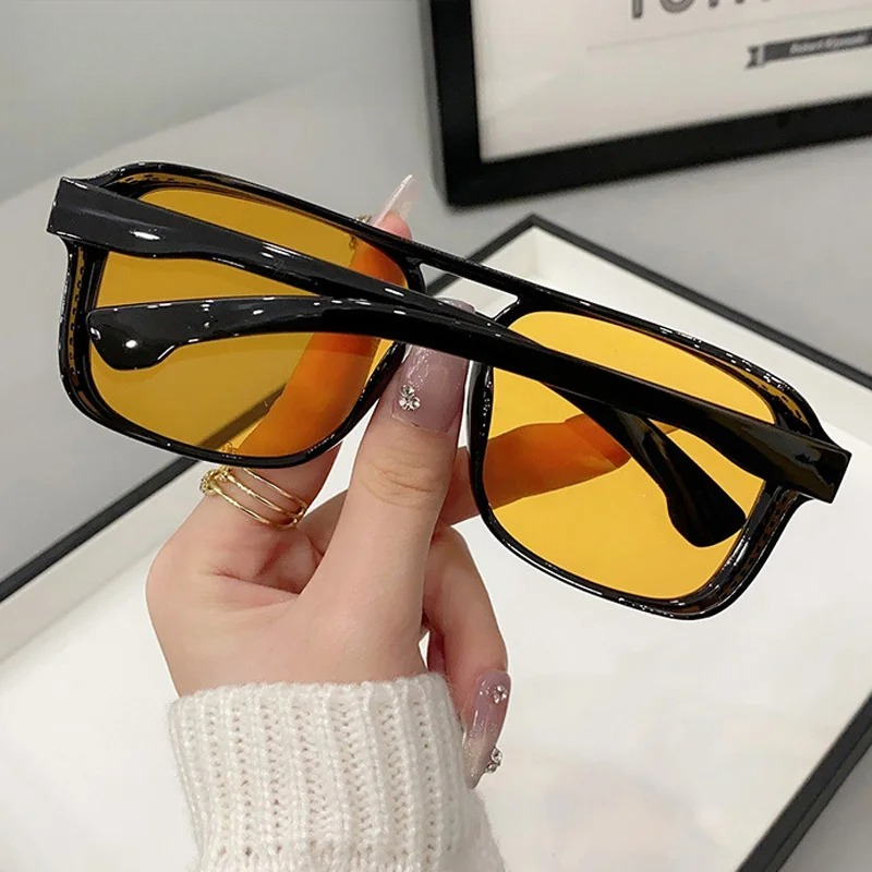 스퀘어 더블 브리지 선글라스 여성 레트로 쉐이드 UV4 - Women Fashion Glasses 리뷰 및 가격