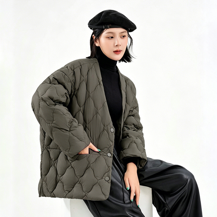 겨울용 가벼운 따뜻한 싱글 브레스트 재킷 여성 패션 빅 - Women'S Fashion Quilted Jacket 리뷰 및 가격