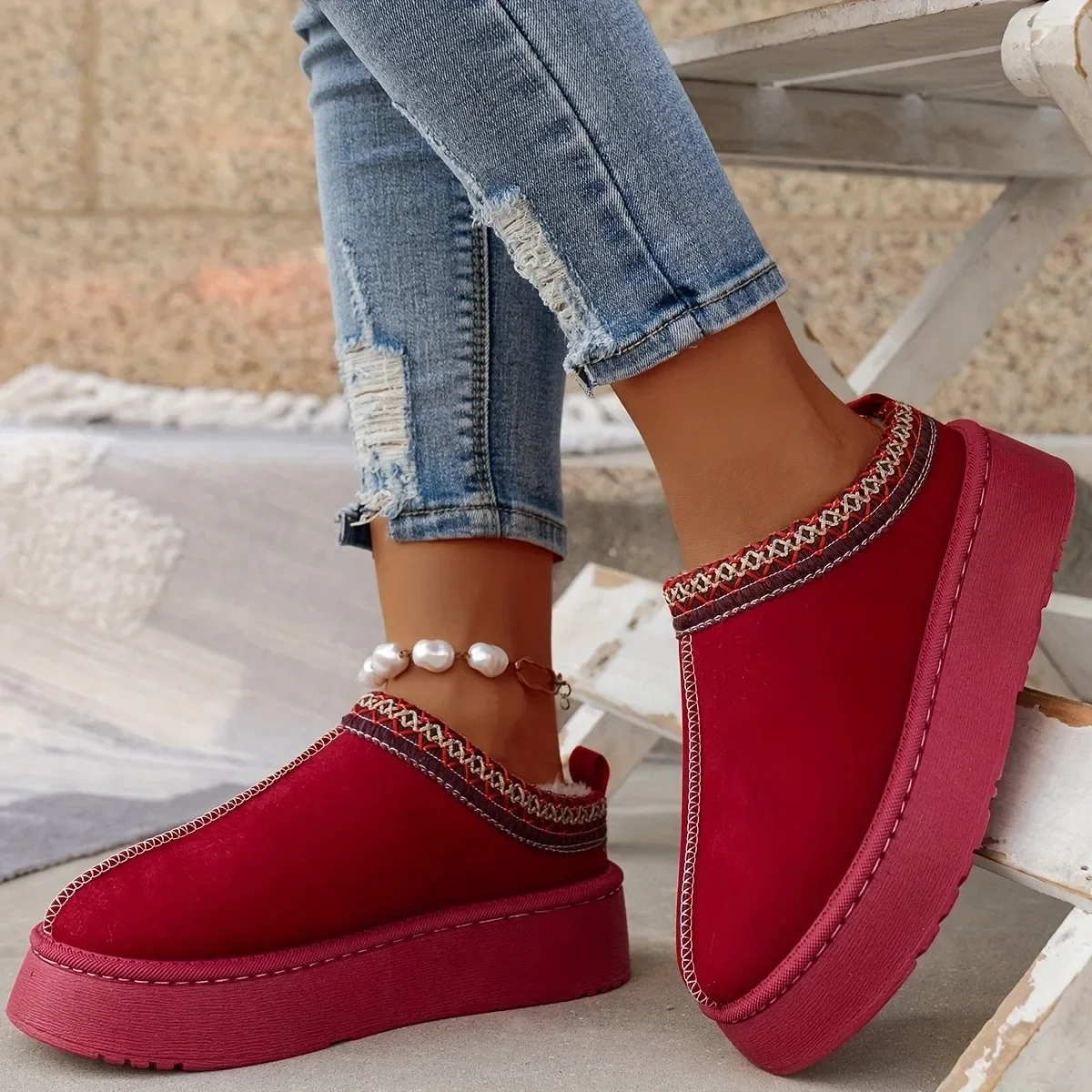 여성용 발목 플랫 플랫폼 스노우 부츠, 스웨이드 플러시 - Women'S Fashion Ugg Boots 리뷰 및 가격