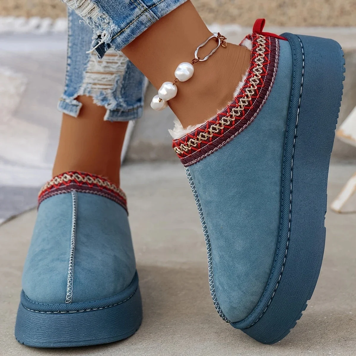 여성용 발목 플랫 플랫폼 스노우 부츠, 스웨이드 플러시 - Women'S Fashion Ugg Boots 리뷰 및 가격