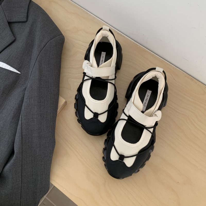 여성용 스포티한 청키 플랫폼 메리 제인 슈즈, 투톤 조 - Women'S Fashion Velcro Sneakers 리뷰 및 가격
