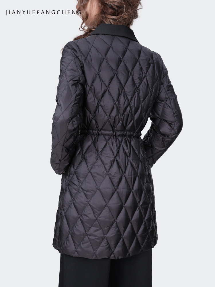 패션 라펠 칼라 여성용 블랙 롱 퀼팅 다운 재킷 겨울용 - Women'S Fashion Quilted Jacket 리뷰 및 가격