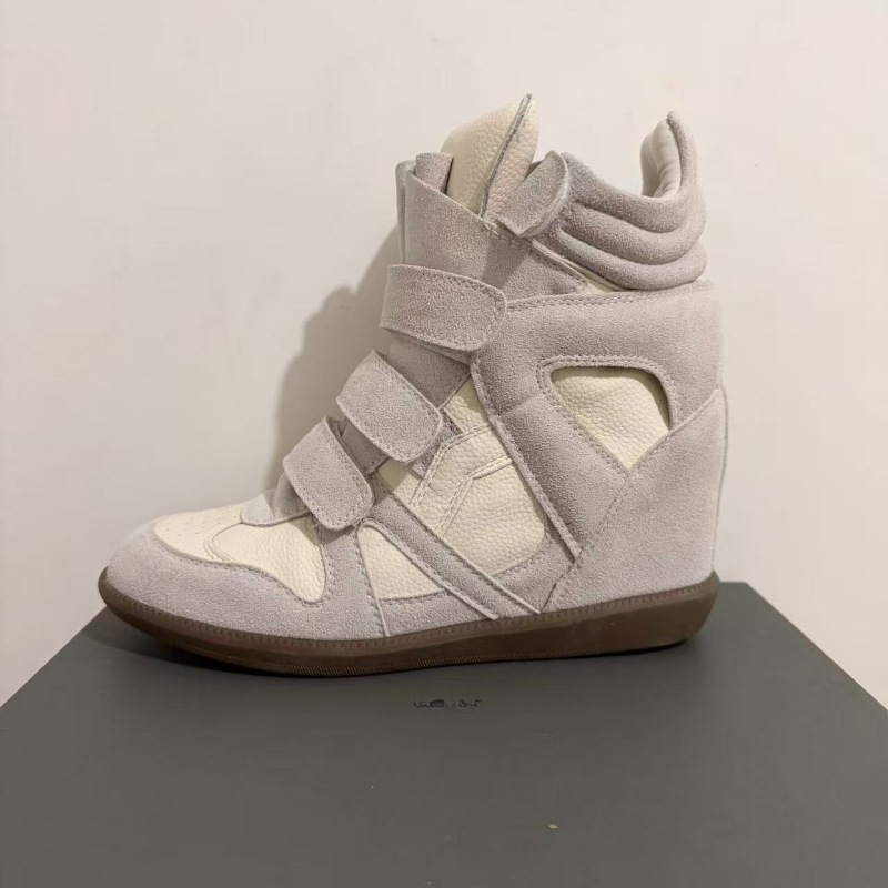 세련된 웨지 스니커즈 천연 가죽 여성용 두꺼운 밑창 네 - Women'S Fashion Velcro Sneakers 리뷰 및 가격