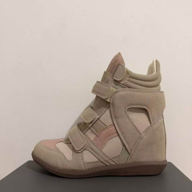 세련된 웨지 스니커즈 천연 가죽 여성용 두꺼운 밑창 네 - Women'S Fashion Velcro Sneakers 리뷰 및 가격