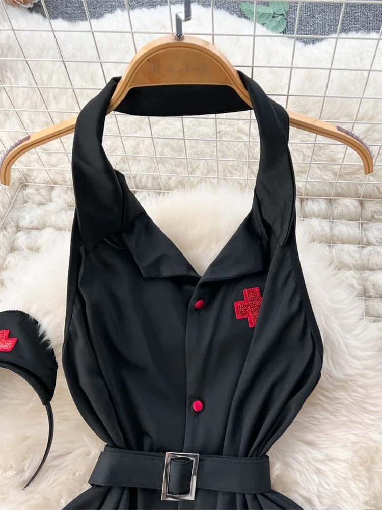 에로틱 패션 섹시 홀터 란제리 드레스 여름 V넥 빈티지 - Women'S Fashion Belts 리뷰 및 가격