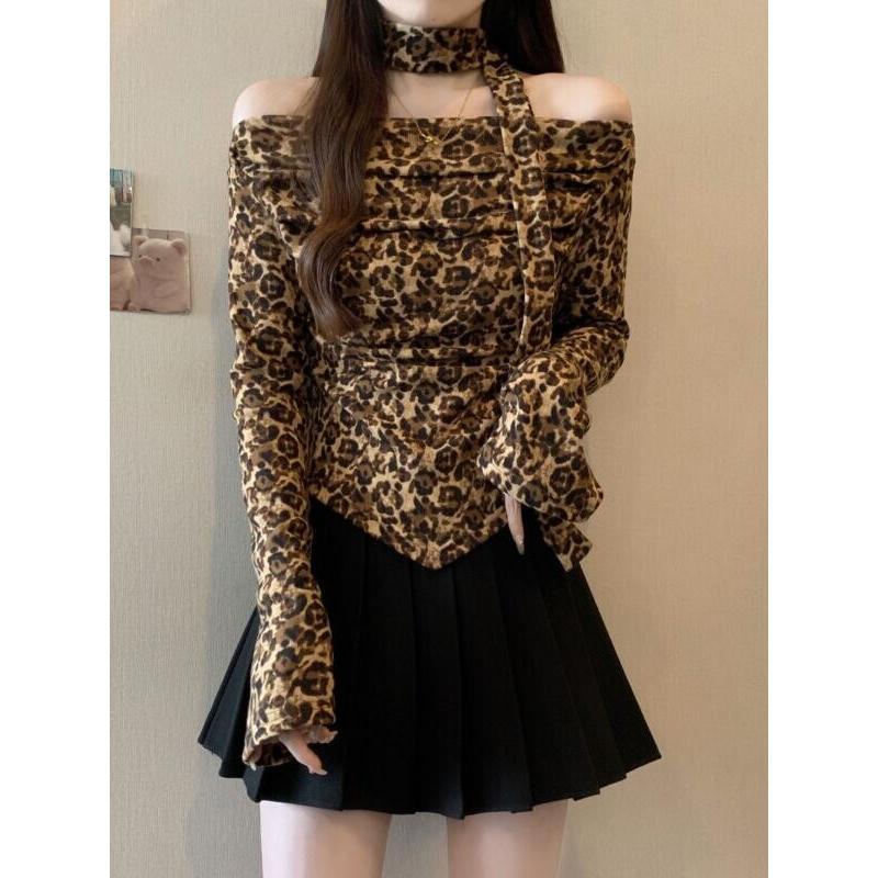레오파드 프린트 반팔 오프 숄더 리본 디자인 여성용 레 - Women'S Fashion Designer Clothes 리뷰 및 가격