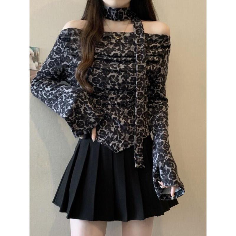 레오파드 프린트 반팔 오프 숄더 리본 디자인 여성용 레 - Women'S Fashion Designer Clothes 리뷰 및 가격