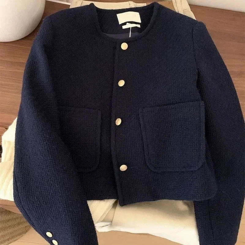 빈티지 스타일 퍼플 블루 트위드 재킷, 라운드넥, 프렌 - Women'S Fashion Quilted Jacket 리뷰 및 가격