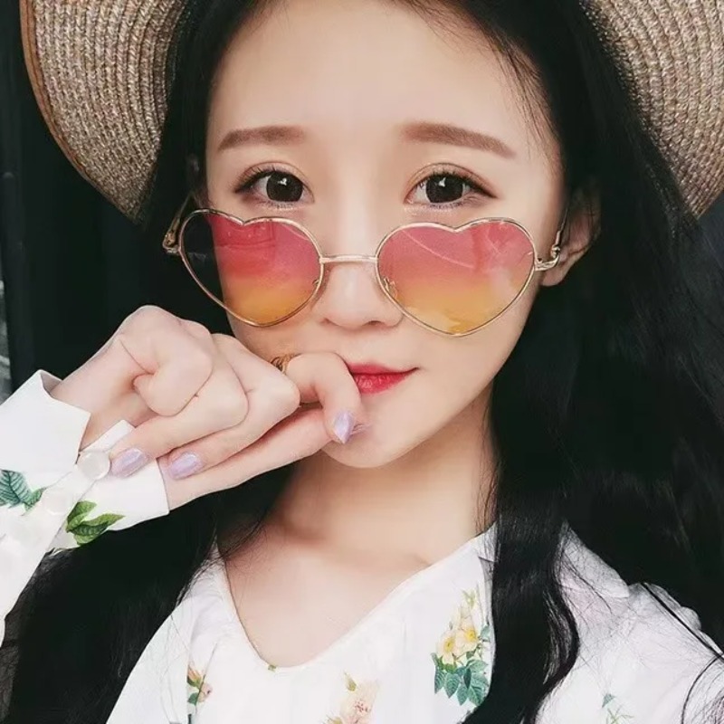패션 하트 모양의 금속 선글라스 빈티지 트렌디 스트리트 - Women Fashion Glasses 리뷰 및 가격