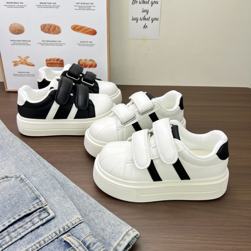 여성 스트라이프 쉘 토 플랫폼 스니커즈 조절 가능한 벨 - Women'S Fashion Velcro Sneakers 리뷰 및 가격