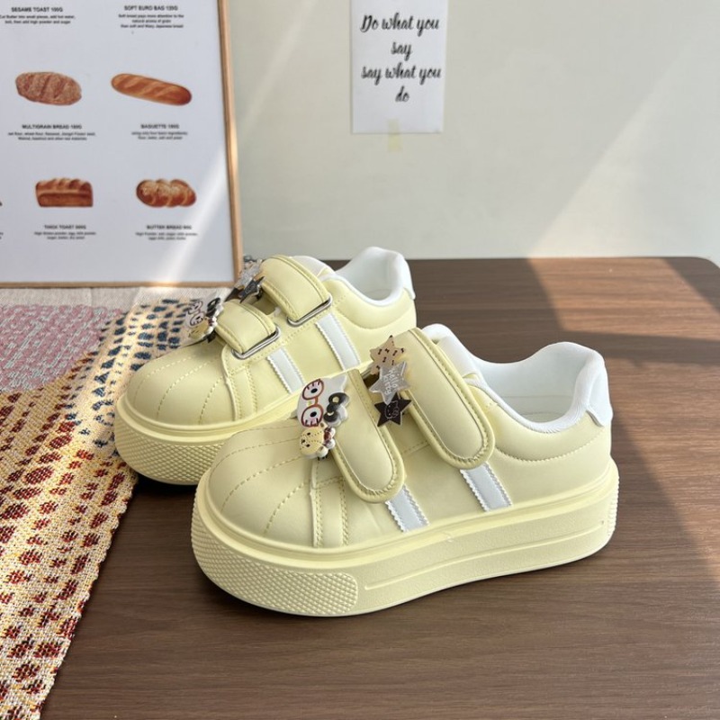 여성 스트라이프 쉘 토 플랫폼 스니커즈 조절 가능한 벨 - Women'S Fashion Velcro Sneakers 리뷰 및 가격