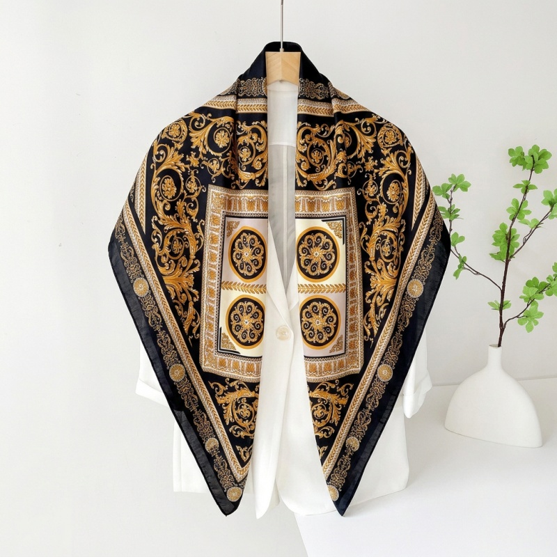 빈티지 새틴 스퀘어 스카프 여성 여름 히잡 레트로 바로 - Women Fashion Necktie 리뷰 및 가격