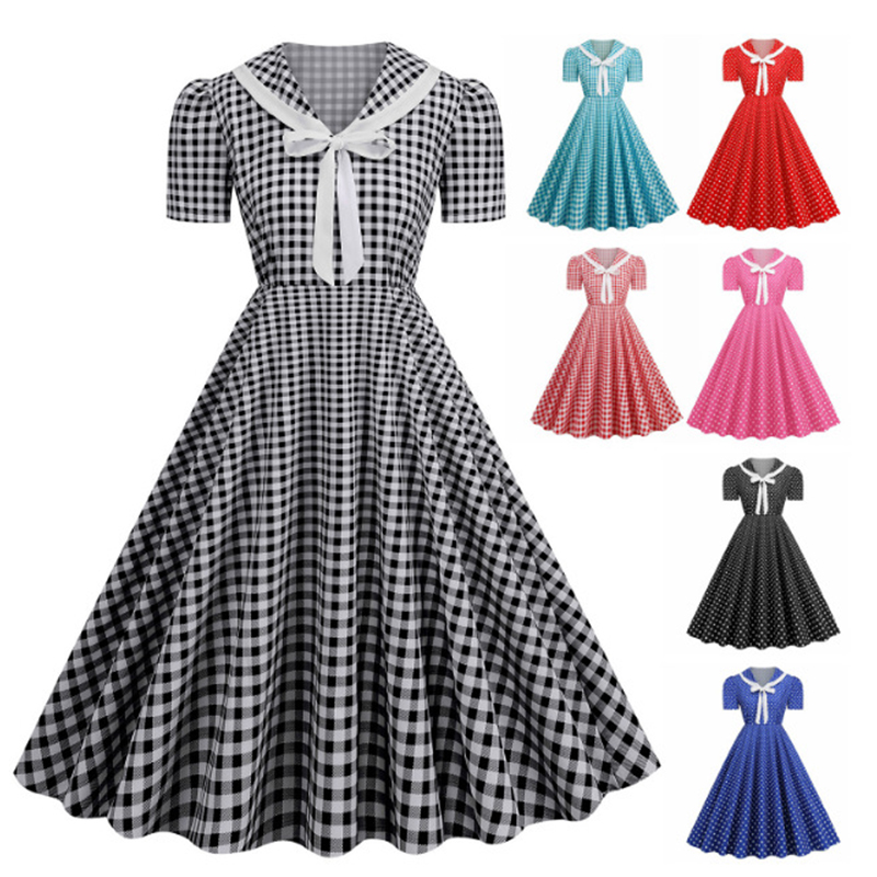 폴카 도트 인쇄 빈티지 대형 스윙 드레스 여성 레트로  - Women'S Fashion Of The 50S 리뷰 및 가격