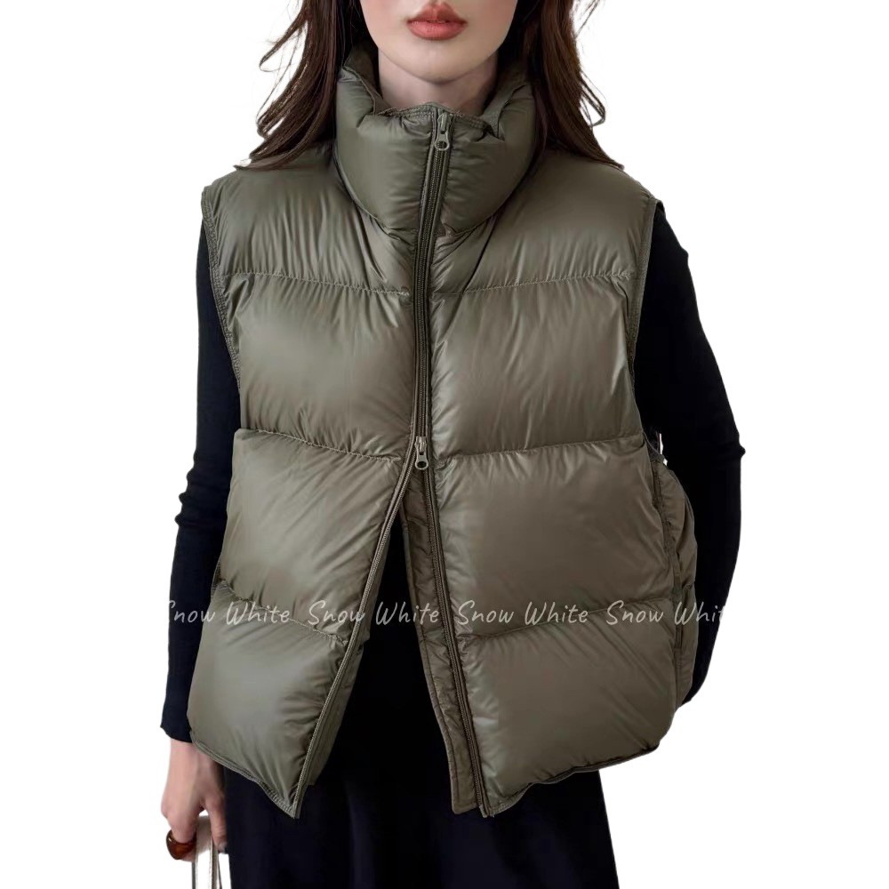 겨울 짧은 다운 민소매 조끼 여성 따뜻한 스탠드 칼라  - Women'S Fashion Quilted Jacket 리뷰 및 가격