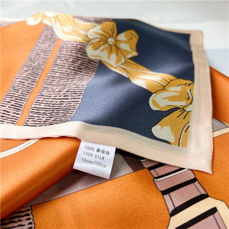 100% 멀버리 실크 스카프 여성 봄 여름 롱 버클 더 - Women Fashion Necktie 리뷰 및 가격