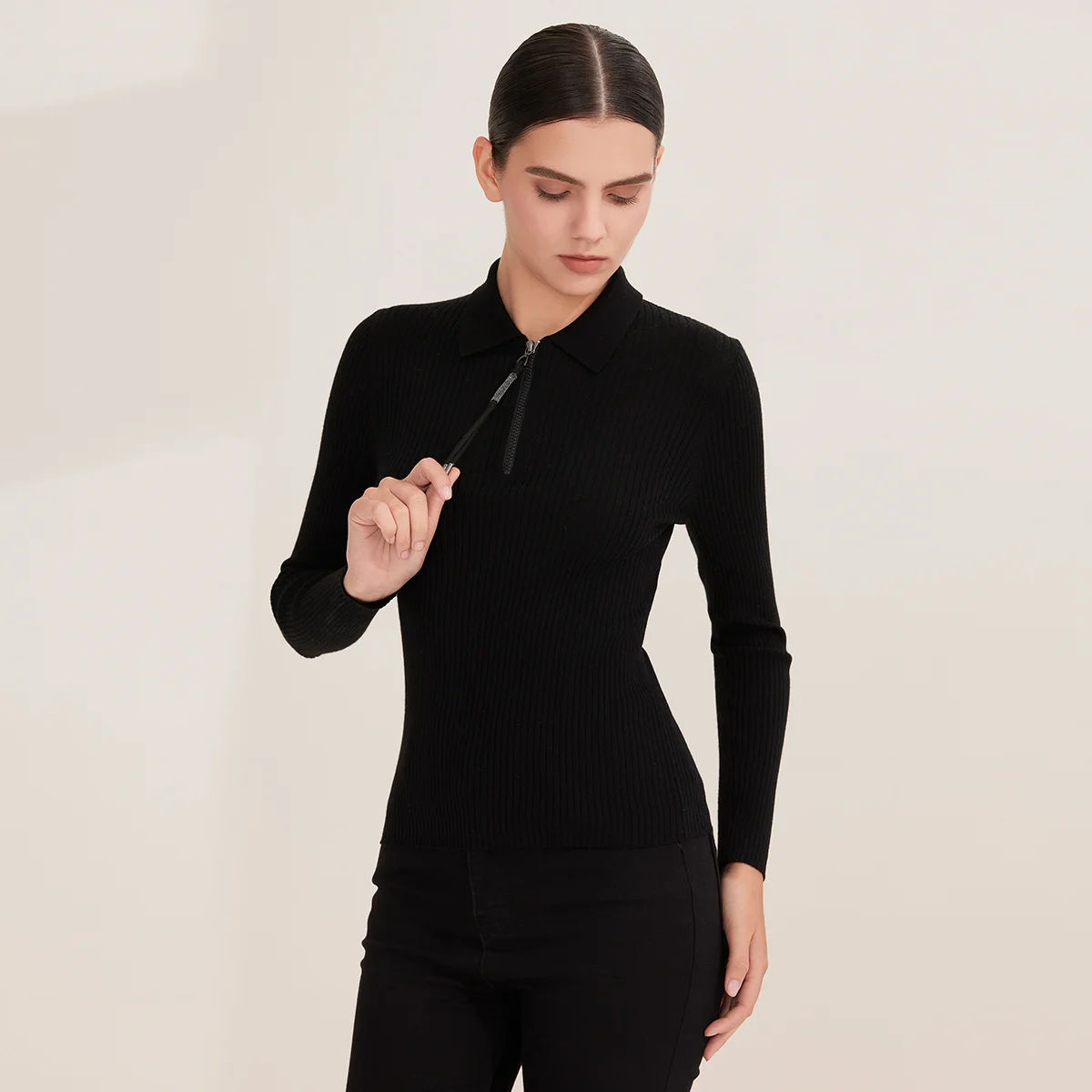 Pop BY4521226 여성용 100% 울 골지 니트 - Women'S Fashion Quarter Zip 리뷰 및 가격
