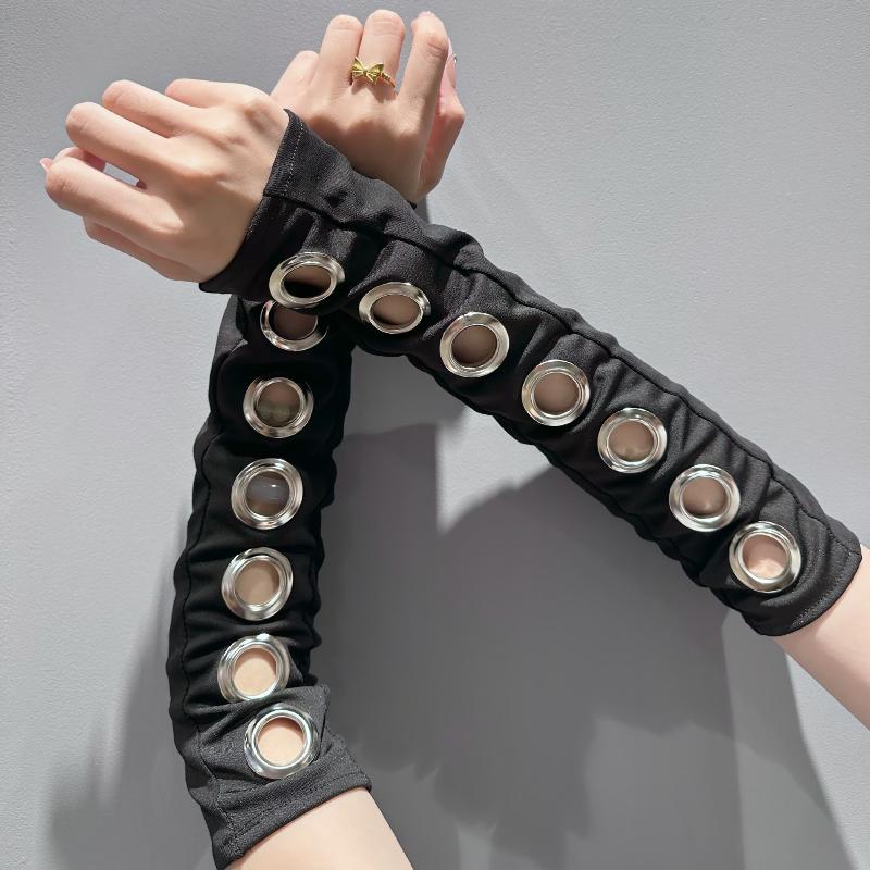Y2K 고딕 펑크 여성용 핑거리스 장갑 리벳 오버슬리브 - Women Fashion Gloves 리뷰 및 가격