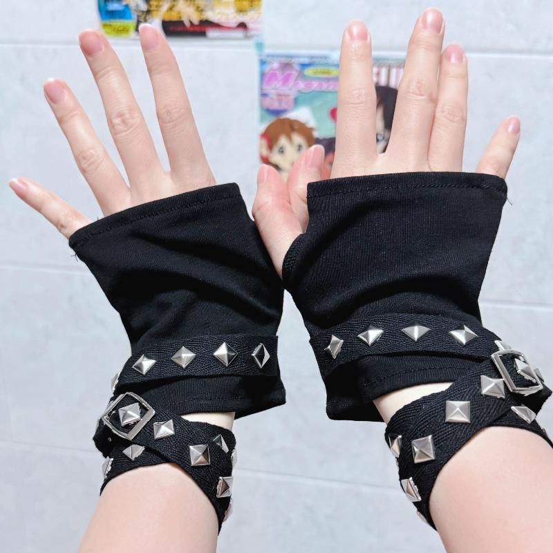 Y2K 고딕 펑크 여성용 핑거리스 장갑 리벳 오버슬리브 - Women Fashion Gloves 리뷰 및 가격