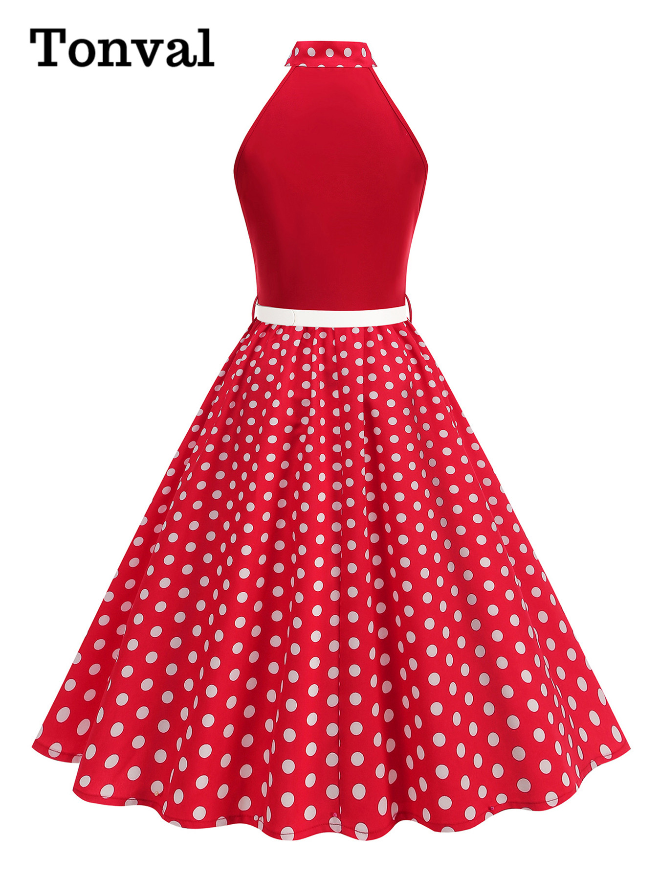 톤발 보우 넥 홀터넥 폴카 도트 50년대 레트로 파티  - Women'S Fashion Of The 50S 리뷰 및 가격