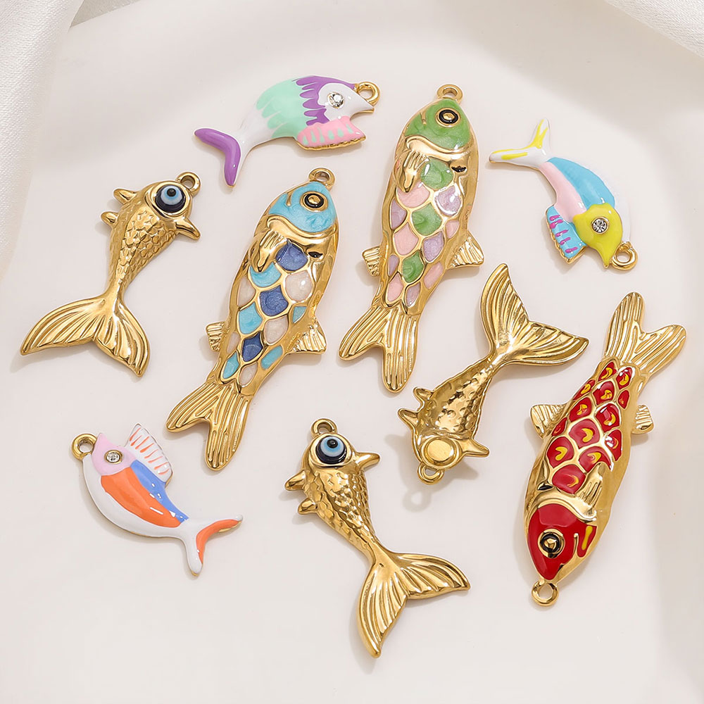 2-3pcs 스테인레스 스틸 귀여운 황금 에나멜 물고기 - Women'S Fashion Earrings 리뷰 및 가격