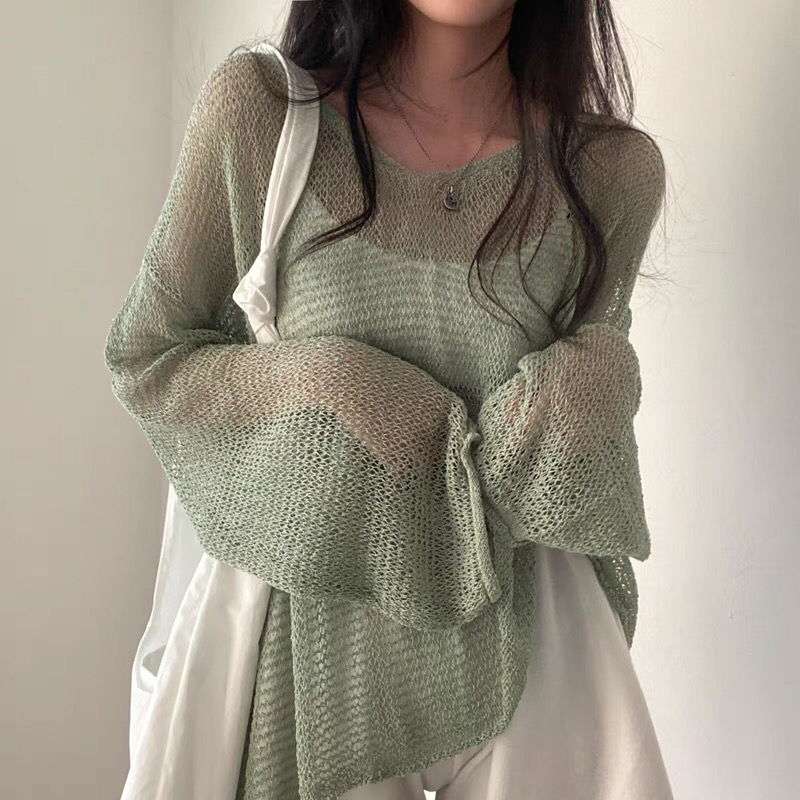 여성용 니트 할로우 아웃 선스크린 얇은 풀오버, 아늑한 - Women'S Fashion Designer Clothes 리뷰 및 가격