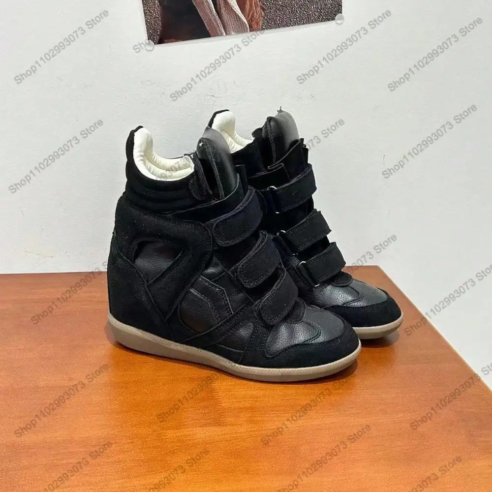 여성용 하이탑 웨지 스니커즈, 히든 웨지 플랫폼 슈즈, - Women'S Fashion Velcro Sneakers 리뷰 및 가격