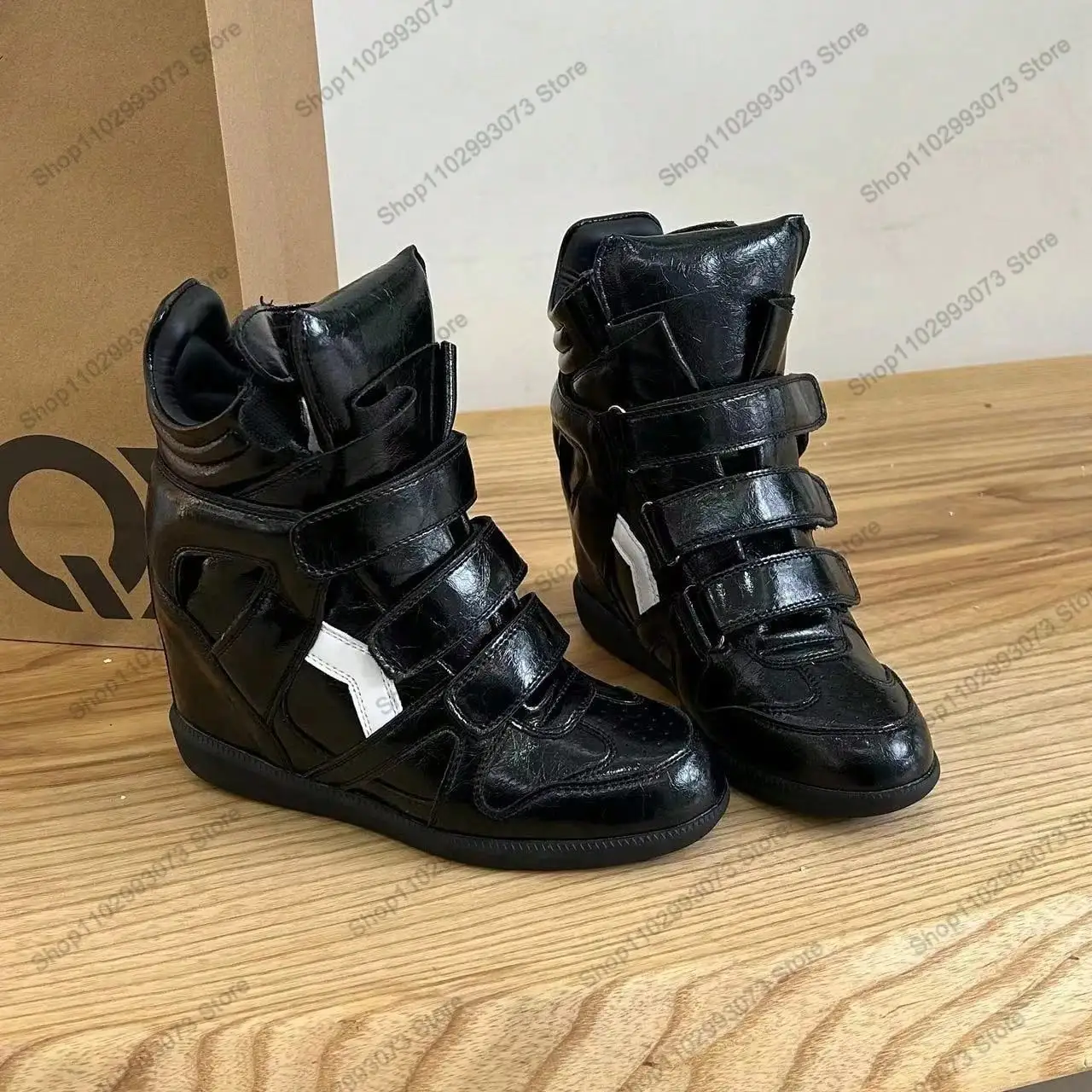 여성용 하이탑 웨지 스니커즈, 히든 웨지 플랫폼 슈즈, - Women'S Fashion Velcro Sneakers 리뷰 및 가격